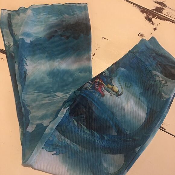 Shein Medium Sheer dragon Swim cover up pants - Picture 3 of 4